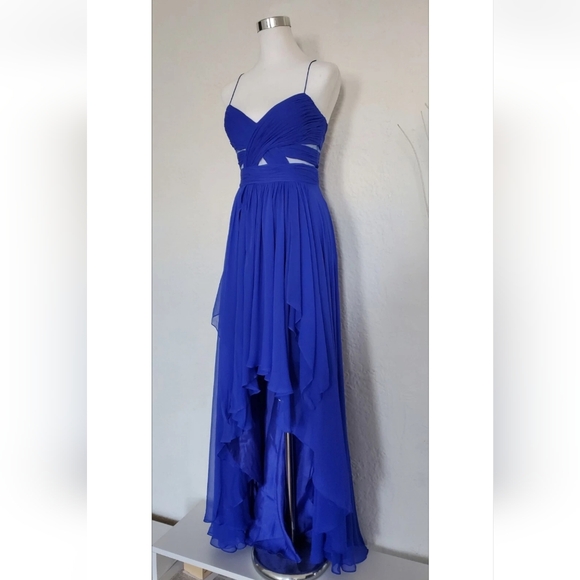 Cache Electric Blue Dress 100% SILK Asymmetrical High-Low Sundress Size 2 XS NWT - Picture 4 of 9